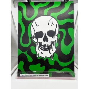 Original Melting Skull Abstract 12x16 Canvas Painting Green & Black Toxic Drip
